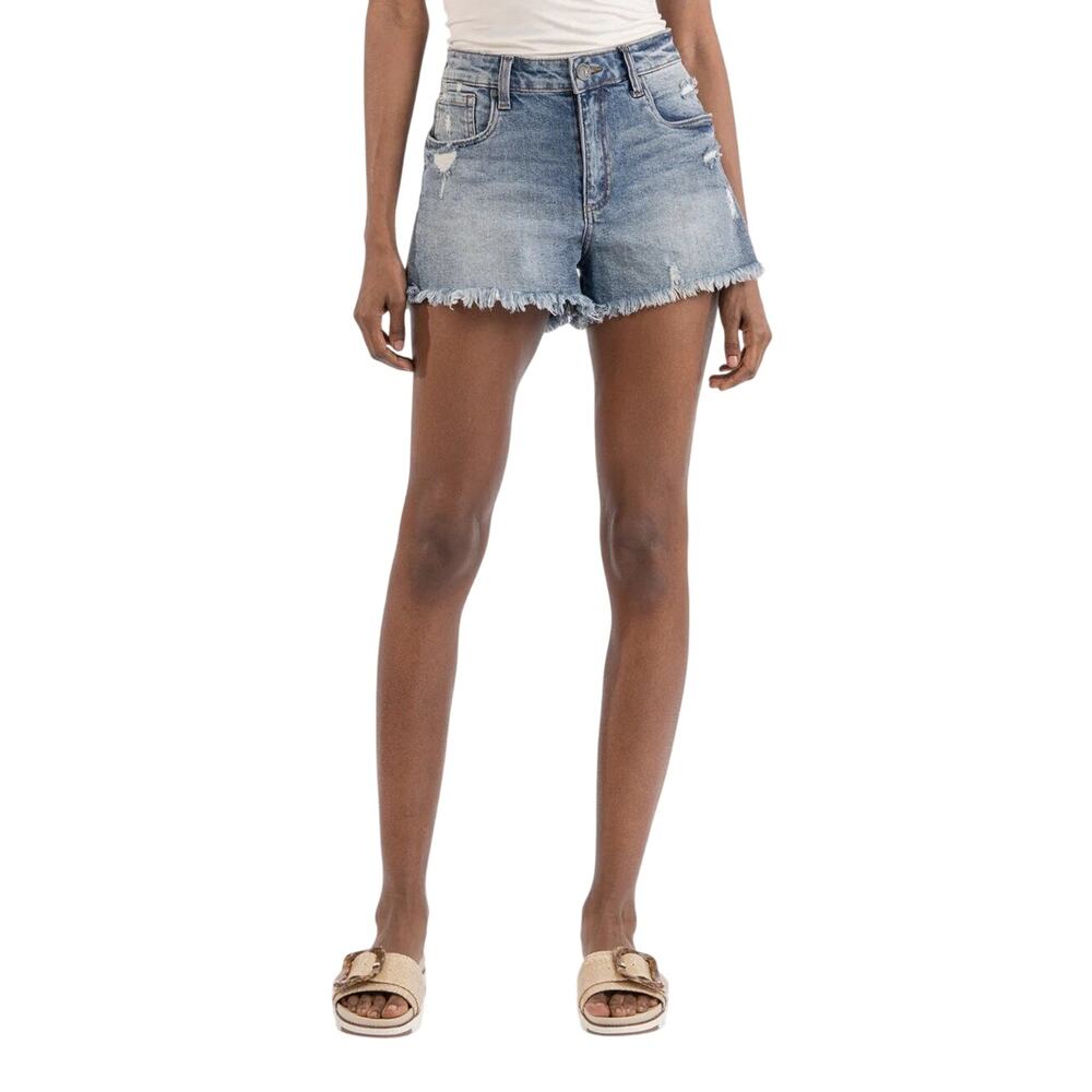 Kut from the Kloth Womens 18 Blue Medium Wash High Rise Jane Jean Shorts J17-31